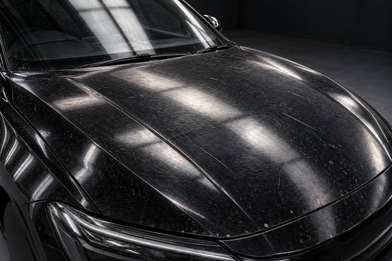 Bonnet before: swirl marks, scratches and stone chips